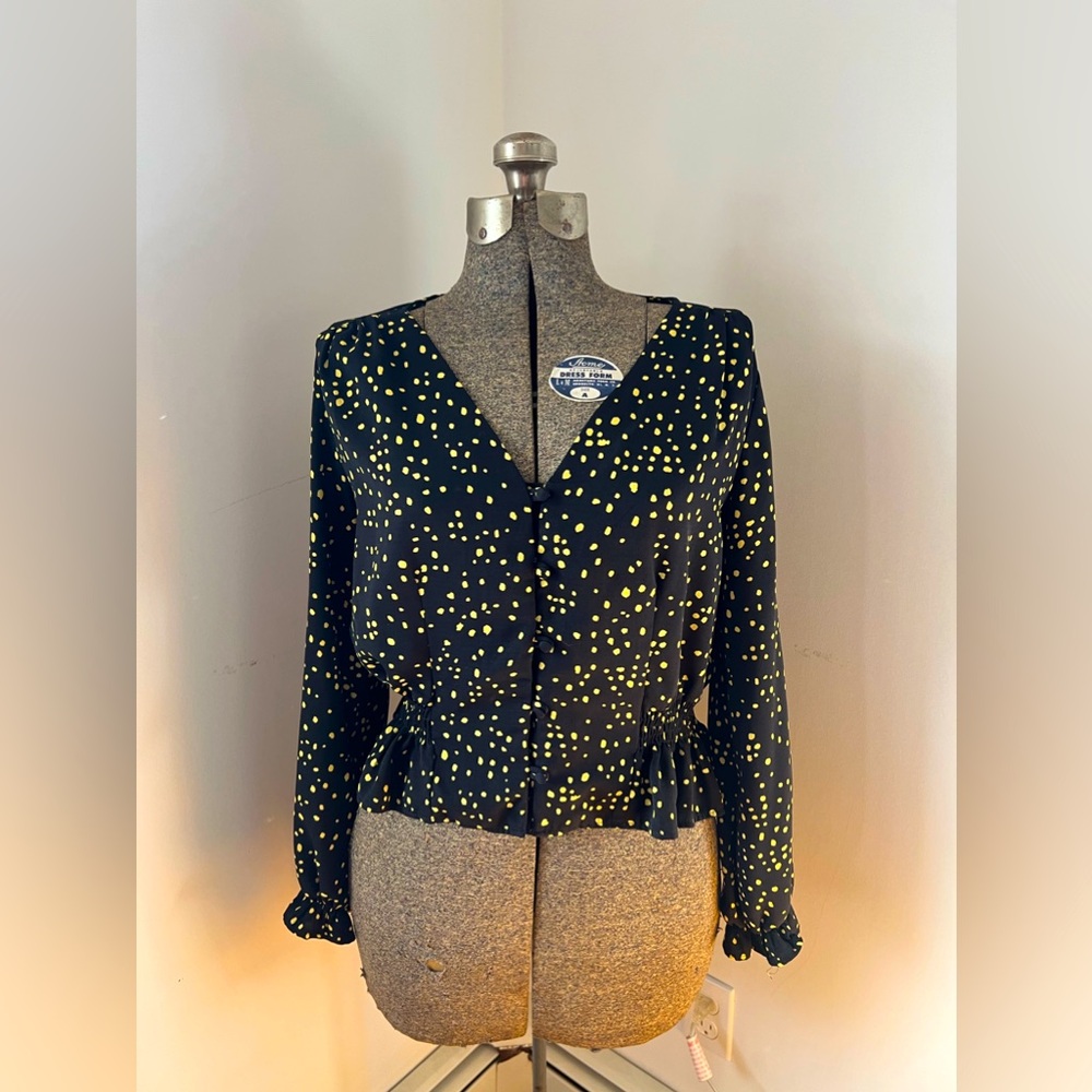 Topshop Smocked Waisted Long Sleeve Top